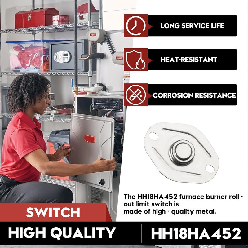 BKIFU HH18HA452 L250 Furnace Flame Rollout Limit Switch Fits for Bryant Furnace Parts, fits for Payne and Carrier Furnace,Furnace Replacement Limit Switches - Image 5